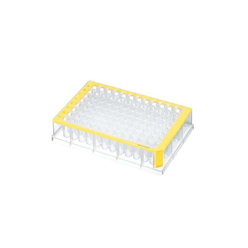 Планшеты глубоколуночные 96 лунок, сертифицированы на отсутствие ДНКаз, РНКаз, ингибиторов ПЦР, стерильные, объём лунки 0,5 мл, цвет рамки жёлтый, 40 шт/уп